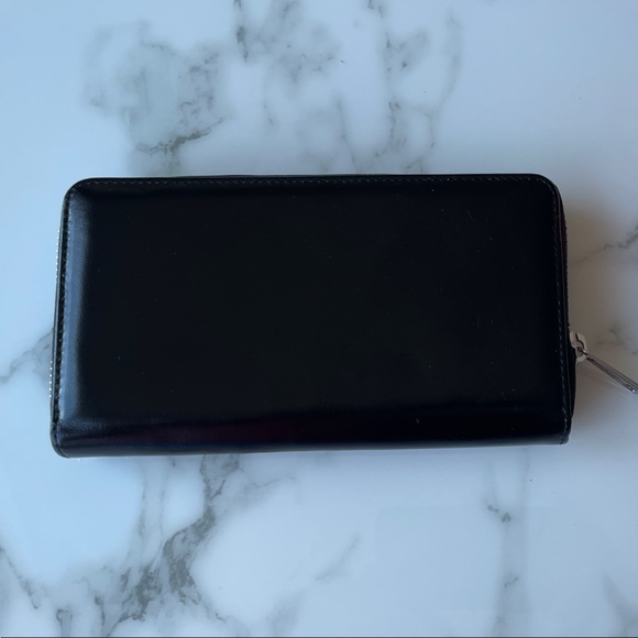 New The Kooples Black Leather Zip Around Wallet Silver Hardware - Picture 5 of 5